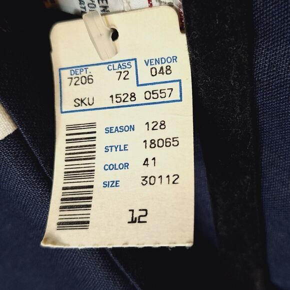 Vintage 90s Courtenay Linen Blend Off Shoulder Midi Shirt Dress M Navy Nautical - Picture 5 of 10